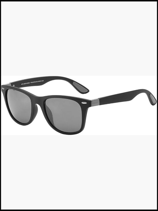 Matte Black Frame Square Sunglasses with Smoke Gray Lens main image 4